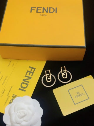 FENDI Crystal FF Circle Drop Earrings