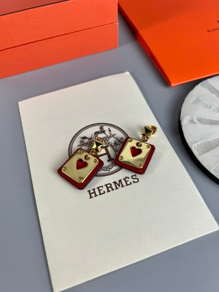 Hermès Kelly Lock Heart Enamel Stud Earrings