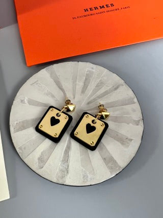 Hermès Kelly Lock Heart Enamel Stud Earrings