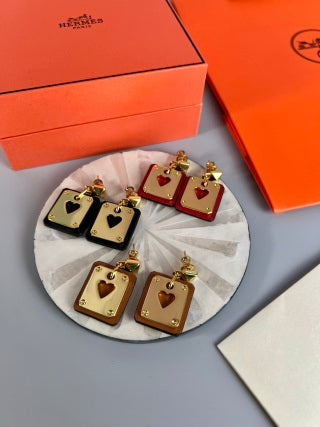 Hermès Kelly Lock Heart Enamel Stud Earrings