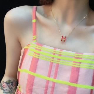 Hermès Scarlet H Letter Pendant Necklace