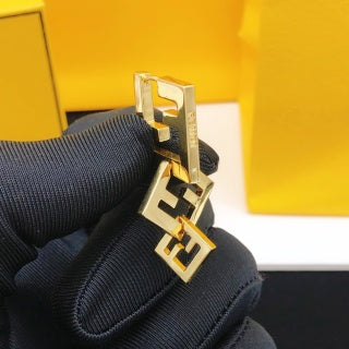Fendi Verona FF Double Logo Drop Earrings