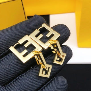 Fendi Verona FF Double Logo Drop Earrings