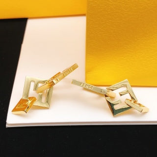 Fendi Verona FF Double Logo Drop Earrings