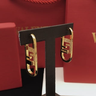 FENDI Pavé FF Ribbon Hoop Earrings