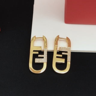 FENDI Pavé FF Ribbon Hoop Earrings