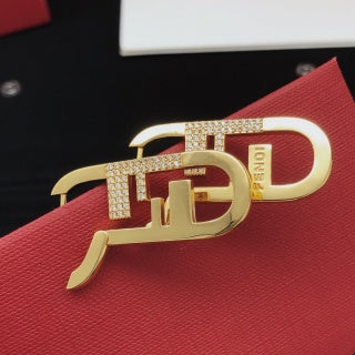 FENDI Pavé FF Ribbon Hoop Earrings