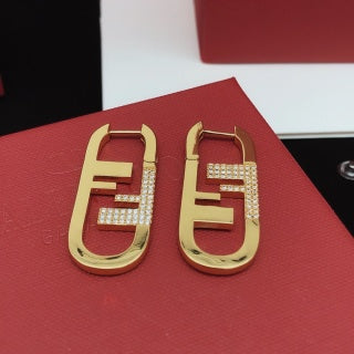 FENDI Pavé FF Ribbon Hoop Earrings
