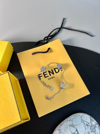 FENDI Crystal FF Square Charm Bracelet