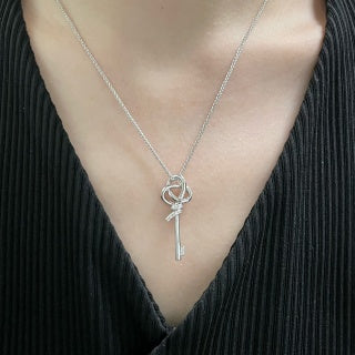 Tiffany Small T-Knot Key Pendant with Diamonds on Chain