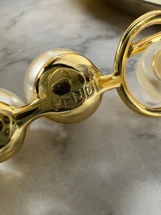 FENDI Pearl FF Charm Ear Jacket Earrings