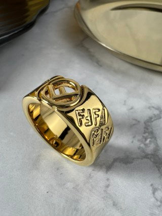 FENDI FF Bold Logo Signet Ring