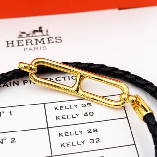 Hermès Rivale Double Wrap Leather Bracelet