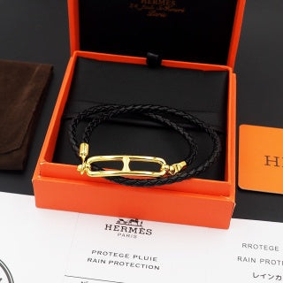 Hermès Rivale Double Wrap Leather Bracelet