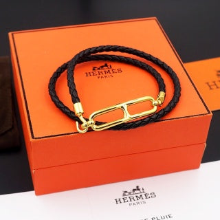 Hermès Rivale Double Wrap Leather Bracelet