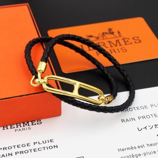 Hermès Rivale Double Wrap Leather Bracelet