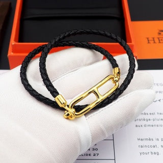 Hermès Rivale Double Wrap Leather Bracelet