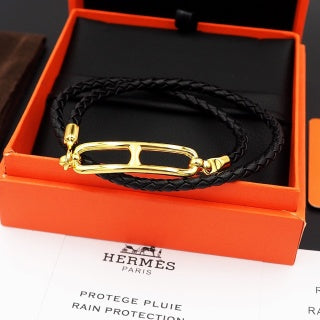 Hermès Rivale Double Wrap Leather Bracelet