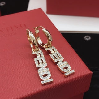 FENDI FF Logo Drop Hoop Earrings
