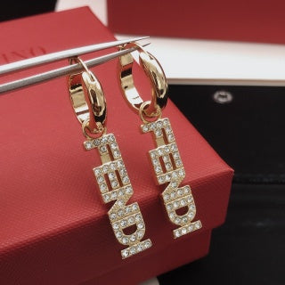 FENDI FF Logo Drop Hoop Earrings