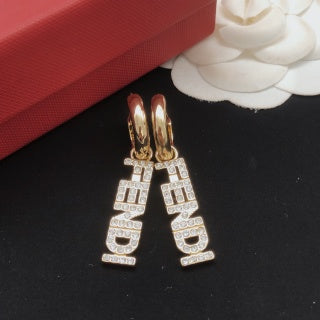 FENDI FF Logo Drop Hoop Earrings