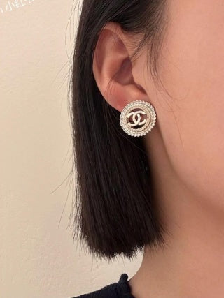 CHANEL Opaline Pearl Halo Stud Earrings