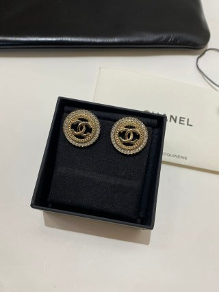 CHANEL Opaline Pearl Halo Stud Earrings
