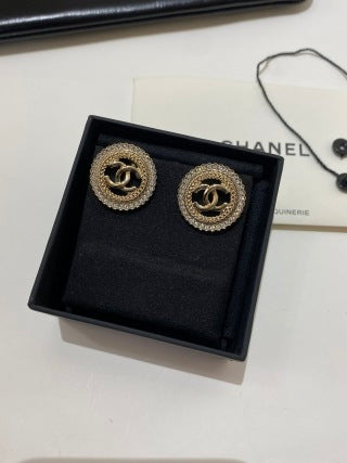 CHANEL Opaline Pearl Halo Stud Earrings