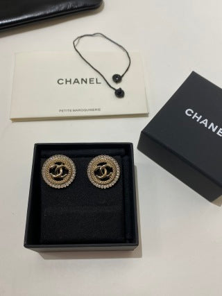 CHANEL Opaline Pearl Halo Stud Earrings