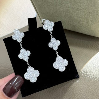 Van Cleef & Arpels Frosted Clover Cascade Clip-On Earrings