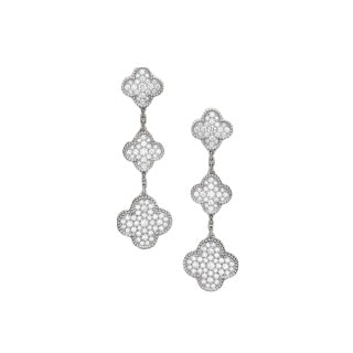 Van Cleef & Arpels Frosted Clover Cascade Clip-On Earrings