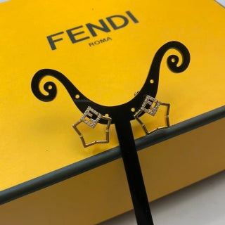 FENDI Geometric Frame FF Stud Earrings