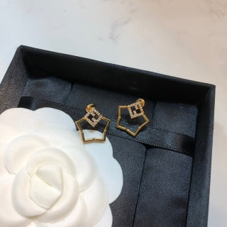 FENDI Geometric Frame FF Stud Earrings