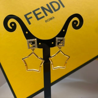 Fendi Stella FF Geometric Star Drop Earrings