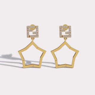 Fendi Stella FF Geometric Star Drop Earrings