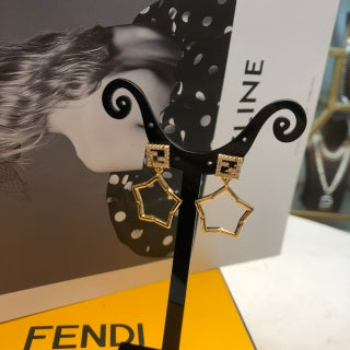 Fendi Stella FF Geometric Star Drop Earrings