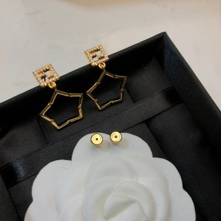 Fendi Stella FF Geometric Star Drop Earrings