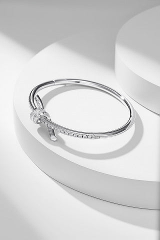 Tiffany Diamond Ribbon Cuff Bracelet – Elegant Luxury Fine Jewelry