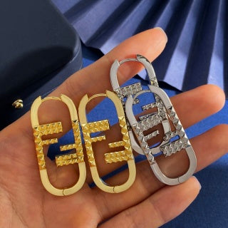 FENDI Pavé FF Oval Drop Earrings