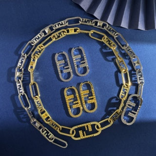 FENDI Pavé FF Oval Drop Earrings