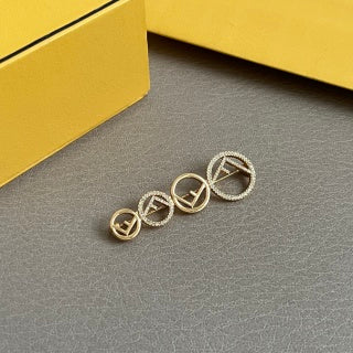 FENDI Crystal Circle Link Brooch