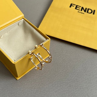 FENDI Pavé FF Hoop Earrings