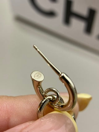 CHANEL Marcelline Lock Charm Stud Earrings