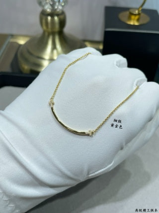 Tiffany T Smile necklace (slim version) with diamonds on both sides