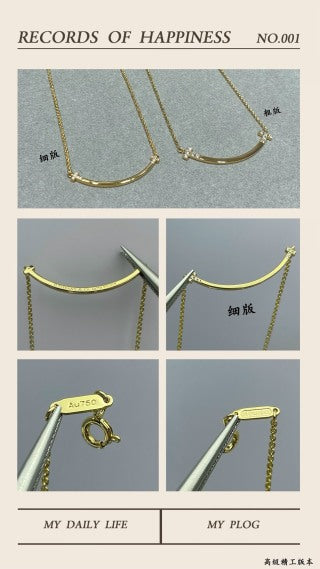 Tiffany T Smile necklace (slim version) with diamonds on both sides
