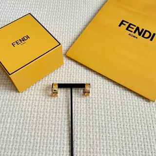FENDI FF Link Detail Hoop Earrings