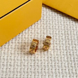 FENDI FF Link Detail Hoop Earrings