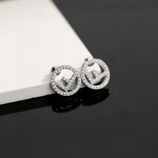 FENDI Crystal FF Circle Stud Earrings