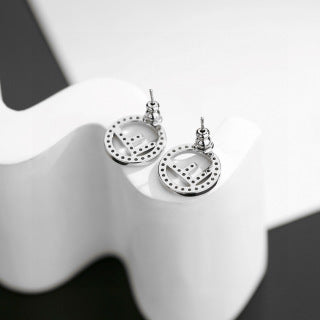 FENDI Crystal FF Circle Stud Earrings