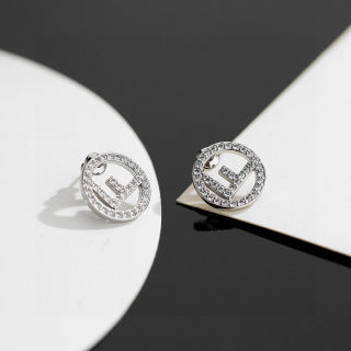 FENDI Crystal FF Circle Stud Earrings